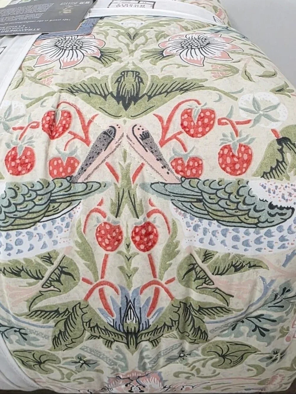 William Morris KING Strawberry Thief 3 Piece Comforter Set Designed in England